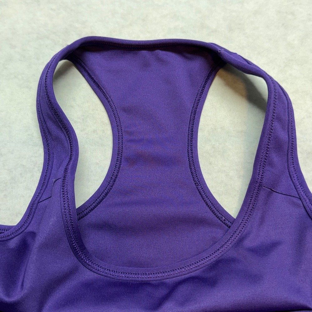 Nike Dri-Fit Racerback Medium Support Girls Large‎ (XS) Purple Swoosh Sports Bra - Picture 6 of 7